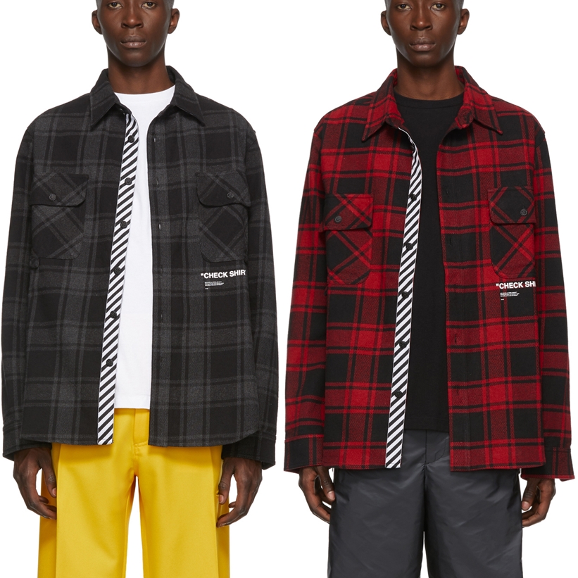 SSENSE限定！OFF-WHITE C/O VIRGIL ABLOH “Quart Flannel shirt” (オフホワイト)