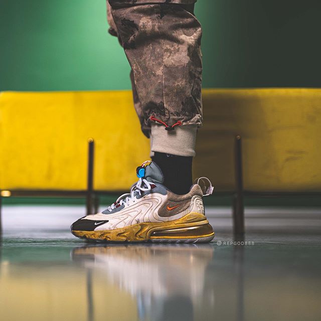 【5/29発売予定】トラビス・スコット × ナイキ エア マックス 270 リアクト (TRAVIS SCOTT NIKE AIR MAX 270 REACT “Light Cream/Starfish/Dark Hazel”) [CT2864-200]