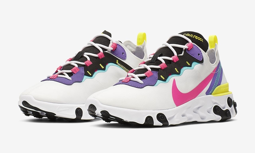 NIKE REACT ELEMENT 55 “White/Black/Psychic Purple/Hyper Pink” (ナイキ リアクト エレメント 55 “ホワイト/ブラック/サイキックパープル/ハイパーピンク”) [CK0846-100]