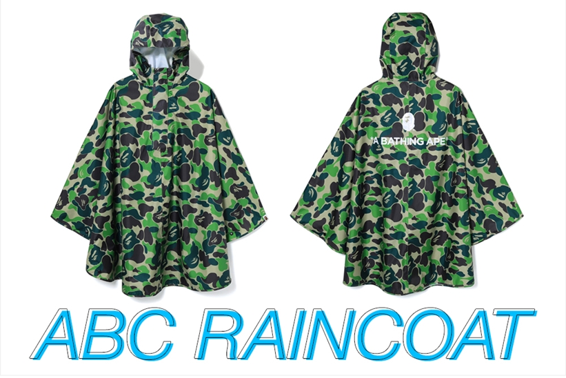 A BATHING APEの雨の日に使える防水のレインコート「ABC RAINCOAT」が7/27発売 (ア ベイシング エイプ)