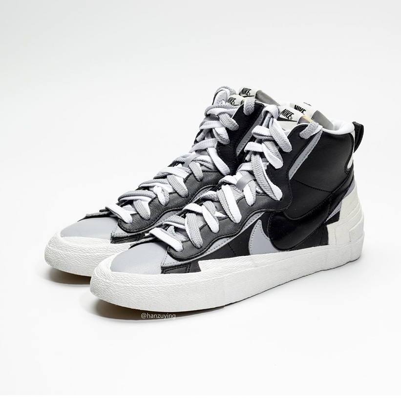 nike blazer sacai white grey