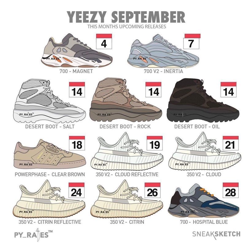 【リーク】2019年9月に発売予定のアディダス オリジナルス イージー (adidas Originals YEEZY)