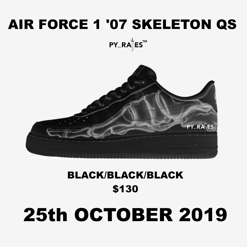 nike air force 1 qs skeleton black