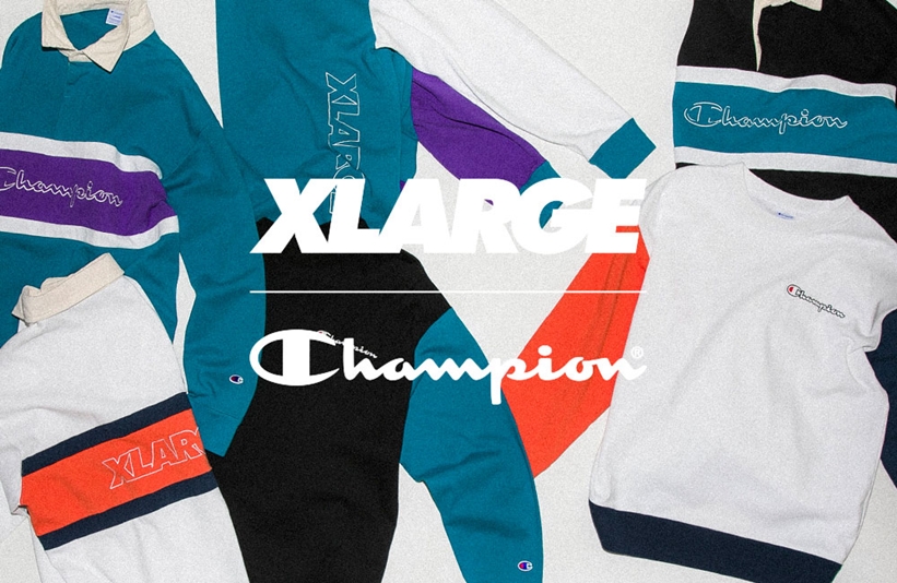 9/21発売！XLARGE × Champion クルーネック/ラグビーシャツ (エクストララージ チャンピオン)