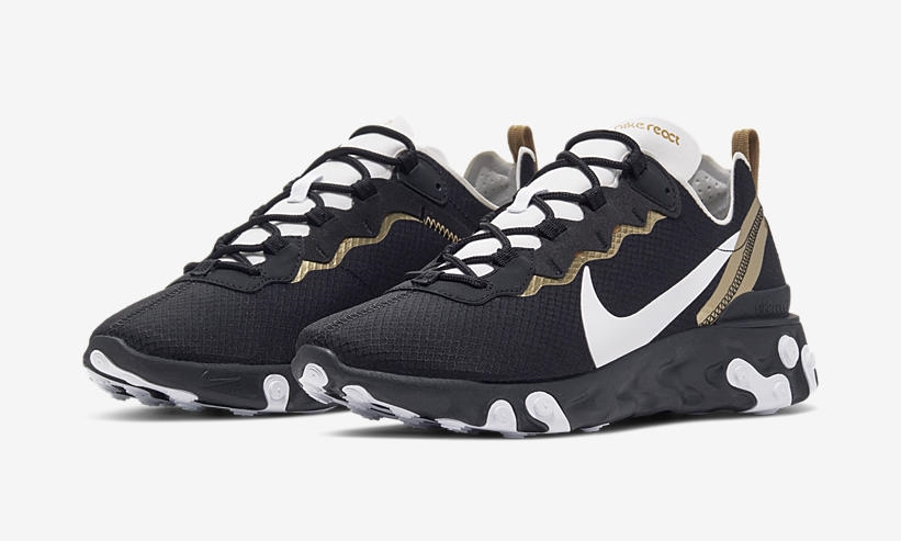 ナイキ リアクト エレメント 55 SE “ブラック/ホワイト/ユニバーシティゴールド” (NIKE REACT ELEMENT 55 SE “Black/White/University Gold”) [CT1590-001]