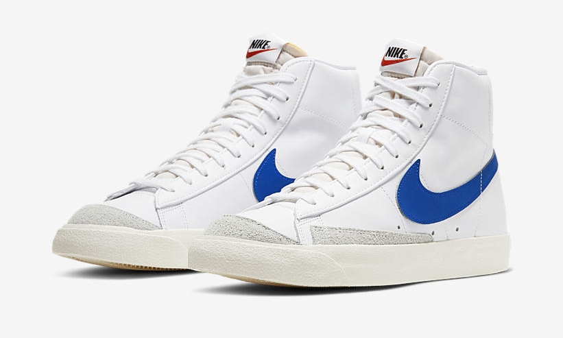 ナイキ ブレーザー ミッド 77 ビンテージ “ホワイト/レーサーブルー” (NIKE BLAZER MID 77 VINTAGE “White/Racer Blue") [BQ6806-103]