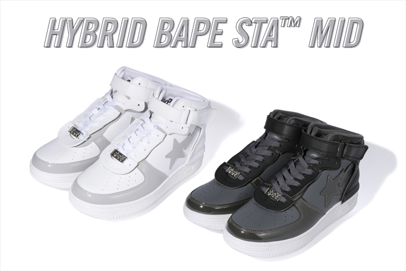 A BATHING APEからパーツを加えセルフリメイク感を演出する「HYBRID BAPE STA MID」新作が10/19発売 (ア ベイシング エイプ)