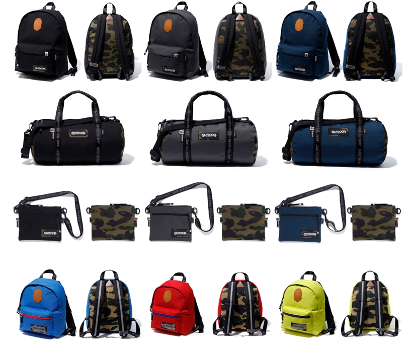 A BATHING APE ｘ OUTDOOR PRODUCTS とのコラボバッグ全12型が10/19発売 (ア ベイシング エイプ アウトドアプロダクツ)