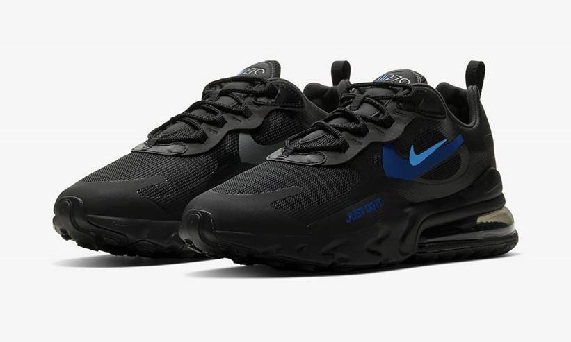 ナイキ エア マックス 270 リアクト “ジャストドゥイット” “ブラック/ブルー” (NIKE AIR MAX 270 REACT “Just Do It” “Black/Blue”) [CT2203-001]