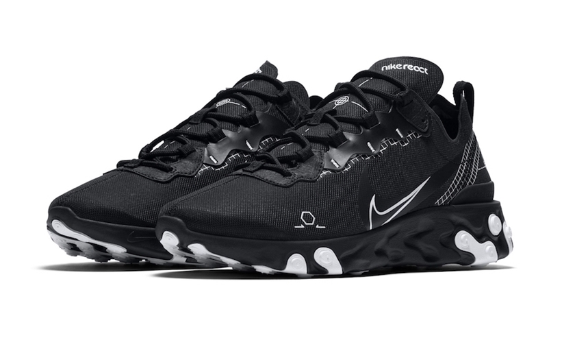 ナイキ リアクト エレメント 55 “ブラック” “スケッチ トゥ シェルフ スケマティック” (NIKE REACT ELEMENT 55 “Black” “Sketch To Shelf Schematic”)