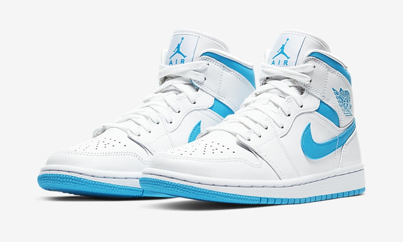 ナイキ ウィメンズ エア ジョーダン 1 ミッド “ホワイト/カロライナブルー” (NIKE WMNS AIR JORDAN 1 MID “White/Carolina Blue”) [BQ6472-114]