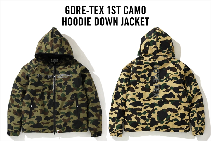 A BATHING APEからGORE-TEX素材を使用したフーディダウンジャケット「GORE-TEX 1ST CAMO HOODIE DOWN JACKET」が12/7発売 (ア ベイシング エイプ)