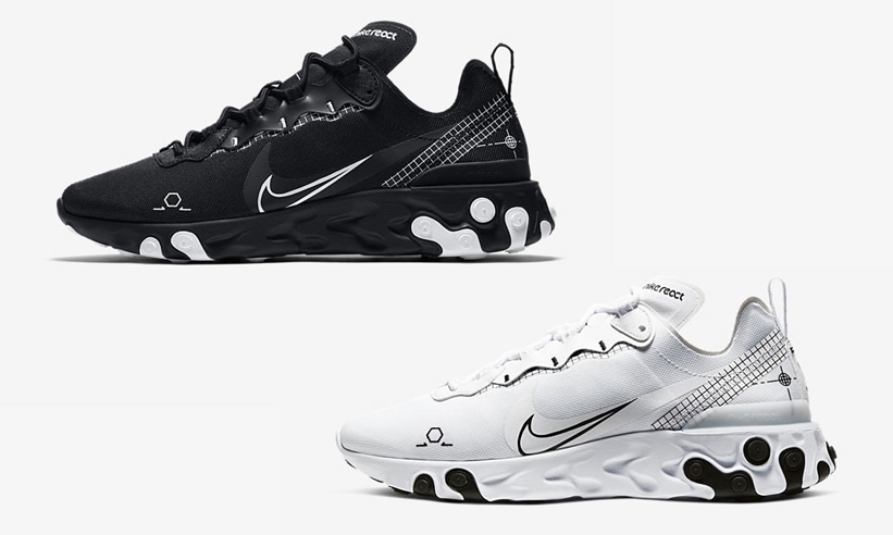 ナイキ リアクト エレメント 55 “ブラック/ホワイト” (NIKE REACT ELEMENT 55 “Black/White”) [CU3009-001,100]