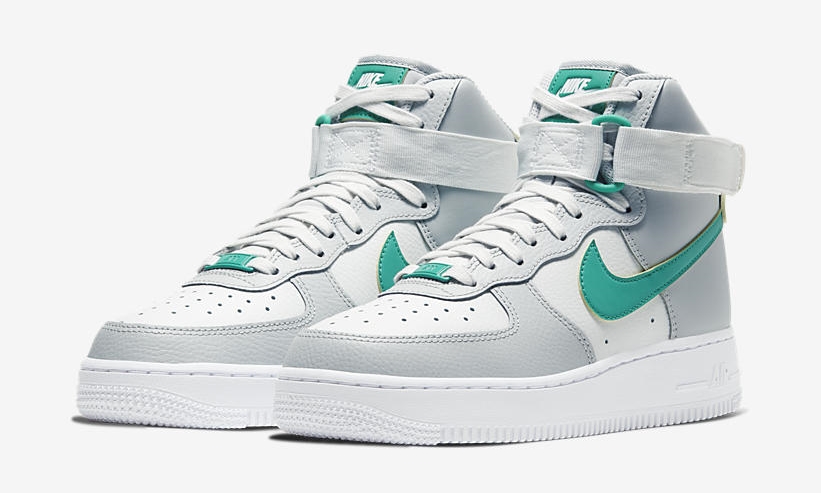 ナイキ ウィメンズ エア フォース 1 ハイ “グレーフォグ/ネプチューングリーン” (NIKE WMNS AIR FORCE 1 HIGH “Grey Fog/Neptune Green”) [334031-015]