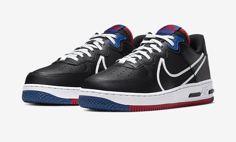 ナイキ エア フォース 1 リアクト ロー “ブラック/ジムレッド/ジムブルー” (NIKE AIR FORCE 1 REACT LOW “Black/Gym Red/Gym Blue”) [CT1020-001]