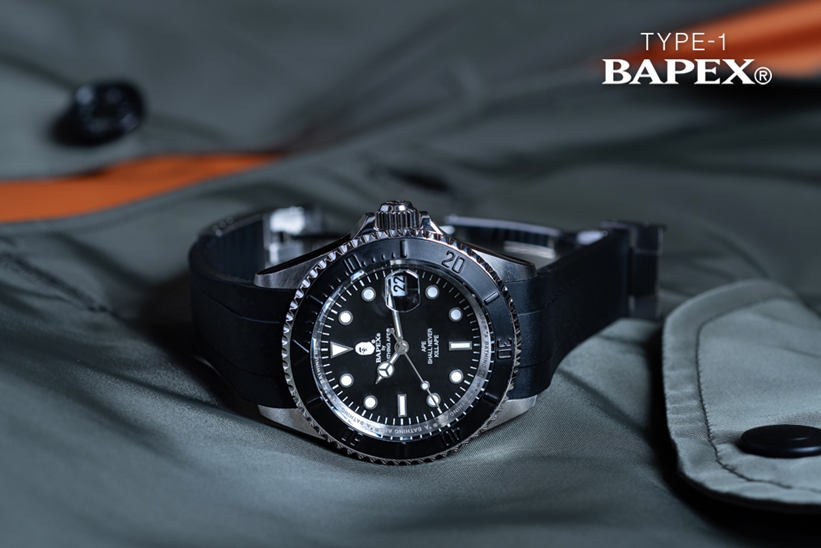 A BATHING APE オリジナルリストウォッチ「TYPE 1 BAPEX」“ラバーバンド/シルバー”カラーが1/25から発売 (ア ベイシング エイプ)