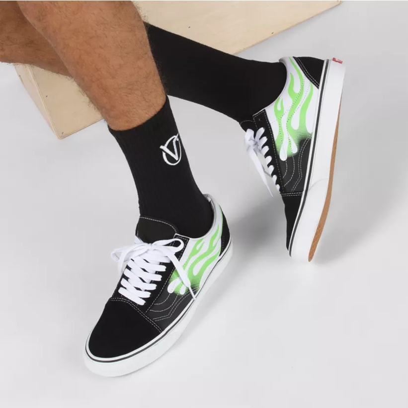 neon green old skool vans