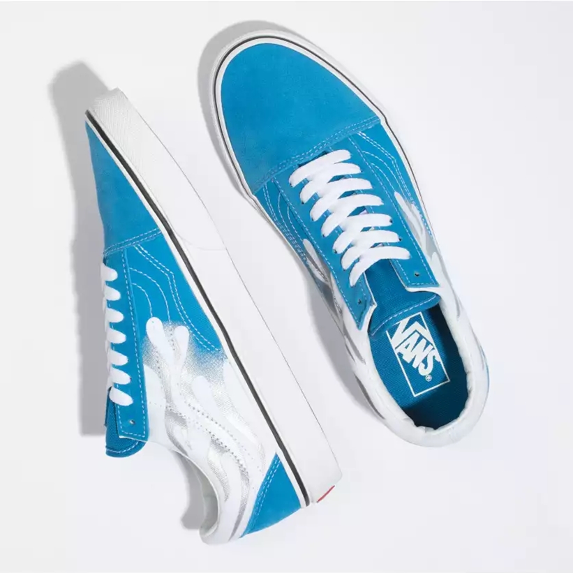 VANS OLD SKOOL “FLAME” MEDITERRANIAN BLUE/TRUE WHITE (バンズ オールドスクール “フレイム”)