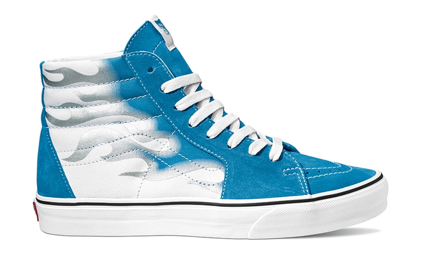 VANS SK8-HI “FLAME” MEDITERRANIAN BLUE/TRUE WHITE (バンズ スケートハイ “フレイム”)