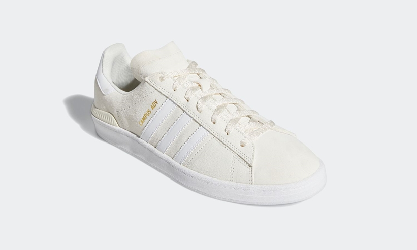 2/6発売！ホワイトスエードアッパーにゴールドカラーのテキストを採用したadidas Originals CAMPUS ADV “Supplier Colour/Gold Metallic” (アディダス オリジナルス キャンパス ADV) [EG8577]