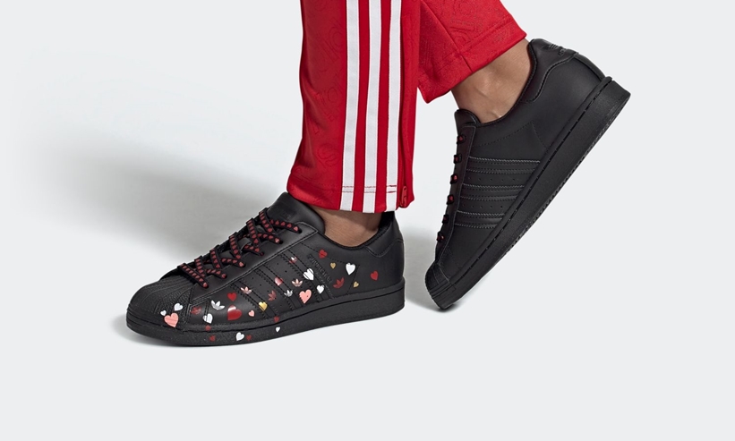 2/13発売！adidas Originals SUPERSTAR “Valentine” “Splash Heart” Black (アディダス オリジナルス スーパースター “バレンタイン” “スプラッシュハート” ブラック) [FV3288]