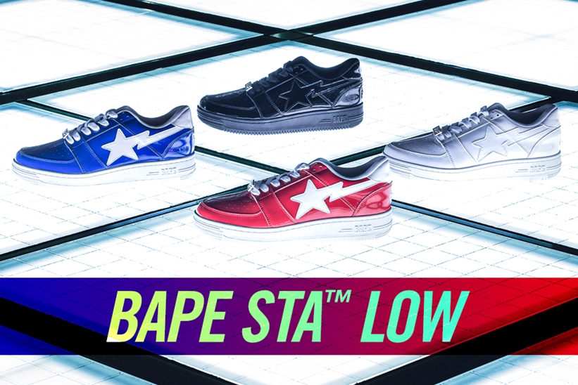 「BAPE STA」20周年！エナメルレザーを纏った新作BAPE STA 4カラー「BAPE STA LOW」が2/22発売 (ア ベイシング エイプ)