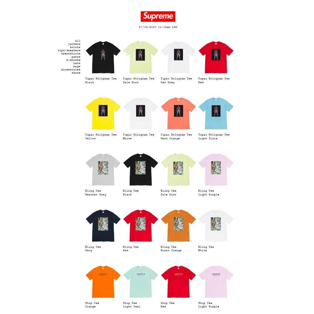 【国内 2/22 立ち上げ】シュプリーム (SUPREME) 2020 SPRING/SUMMER LOOKBOOK (2020年 春夏 ルックブック)