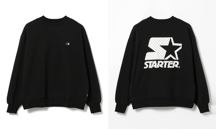 アニマル柄とブランドロゴが融合した STARTER BLACK LABEL × BEAMS 別注 ロゴ クルーネック スウェット (スターター ブラック レーベル ビームス)