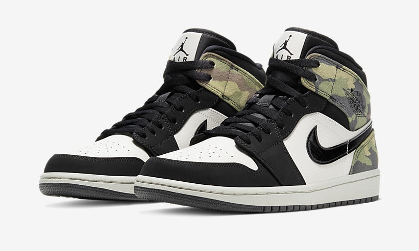 ナイキ エア ジョーダン 1 ミッド “ブラック/ホワイト/カモ” (NIKE AIR JORDAN 1 MID “Black/White/Camo”) [CW5490-001]