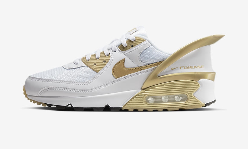 3/9発売！ナイキ エア マックス 90 フライイーズ "ホワイト/メタリックゴールド" (NIKE AIR MAX 90 FLYEASE "White/Metallic Gold") [CU0814-100]