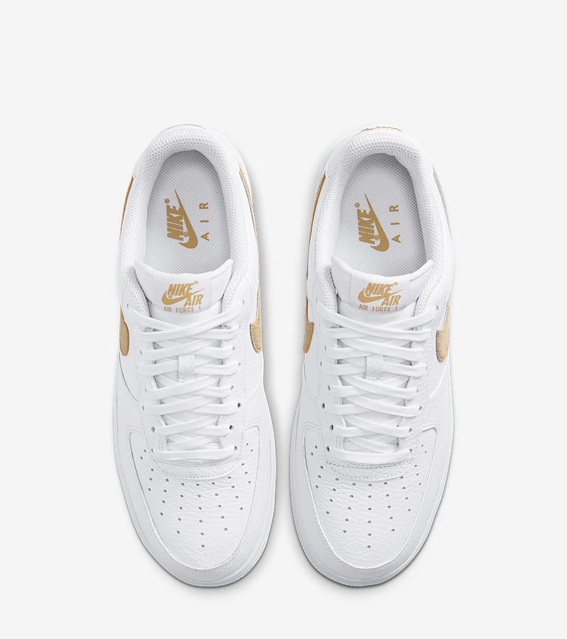 ナイキ エア フォース 1 07 ロー “ヘアースウッシュ” ホワイト/クラブゴールド” (NIKE AIR FORCE 1 07 LOW “Hair Swoosh” White/Club Gold) [CW7567-101]