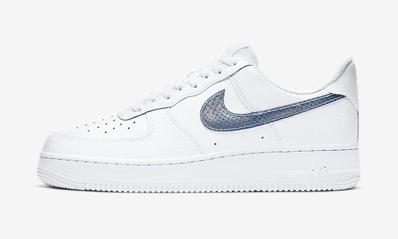 ナイキ エア フォース 1 07 ロー “スネーク/ヘアースウッシュ” ホワイト/サンダーストーム” (NIKE AIR FORCE 1 07 LOW “Snake/Hair Swoosh” White/Thunderstorm) [CW7567-100]