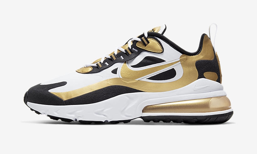 ナイキ エア マックス 270 リアクト “ホワイト/ブラック/メタリックゴールド” (NIKE AIR MAX 270 REACT “White/Black/Metallic Gold”) [CW7298-100]