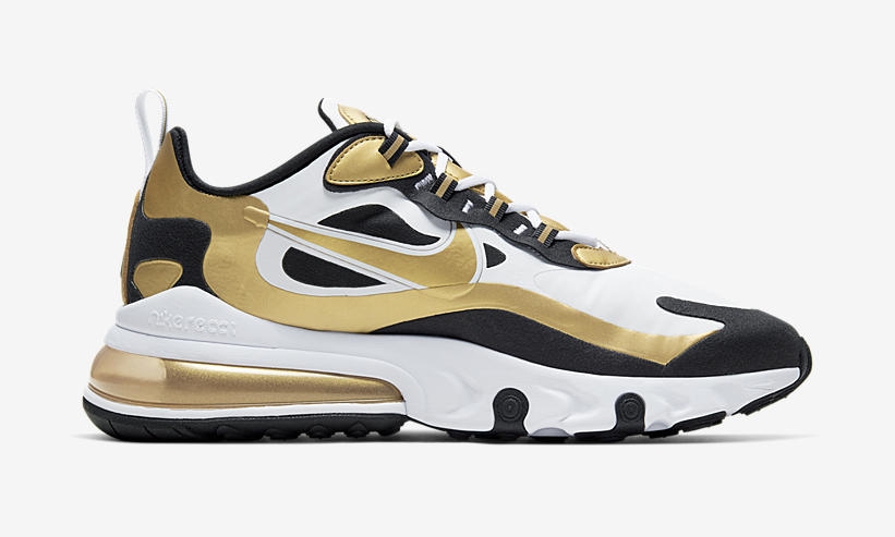 ナイキ エア マックス 270 リアクト “ホワイト/ブラック/メタリックゴールド” (NIKE AIR MAX 270 REACT “White/Black/Metallic Gold”) [CW7298-100]