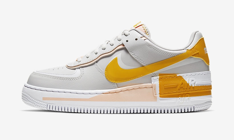 ナイキ ウィメンズ エア フォース 1 ロー シャドウ SE “ヴァストグレー/ポーレンライズ” (NIKE WMNS AIR FORCE 1 LOW SHADOW SE “Vast Grey/Pollen Rise”) [CQ9503-001]