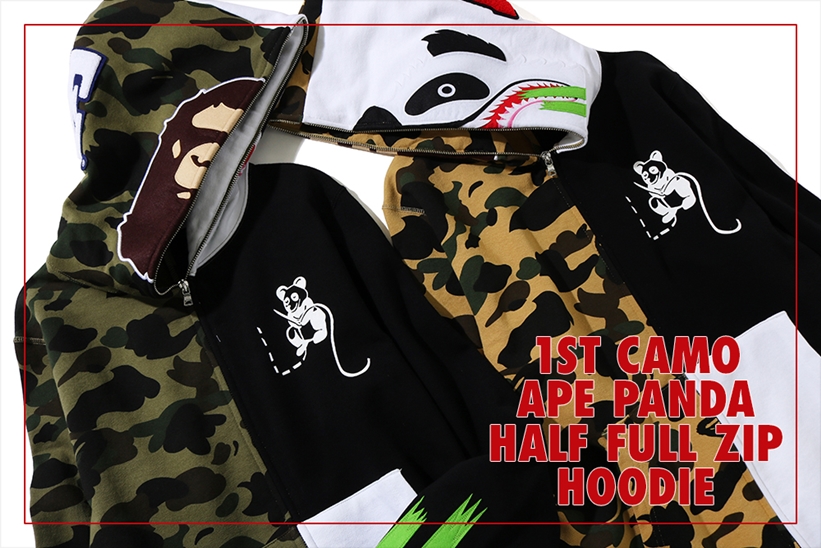 A BATHING APEからエイプヘッド×パンダを掛け合わせたフーディ「1ST CAMO APE PANDA HALF FULL ZIP HOODIE」が3/28発売 (ア ベイシング エイプ)