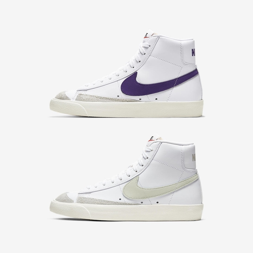 4/16発売！ナイキ ウィメンズ ブレーザー ミッド 77 “ホワイト/ボルテージパープル/ライトボーン” (NIKE WMNS BLAZER MID 77 “White/Volatage Purple/Light Bone”) [CZ1055-105,106]