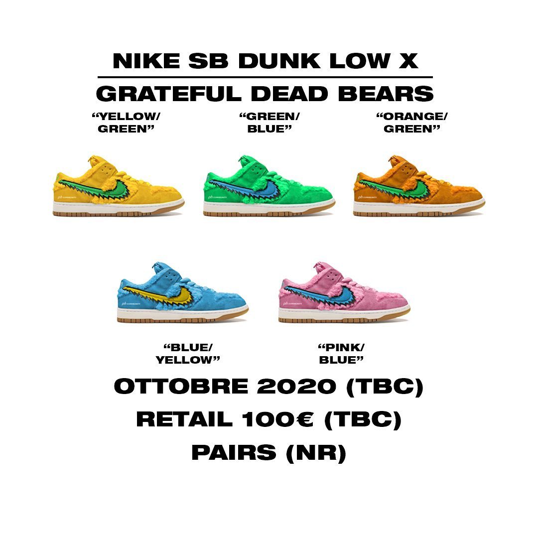 7/18、7/24発売予定！ナイキ SB ダンク ロー “グレイトフル・デッド・ベア” (NIKE SB DUNK LOW ”Grateful Dead Bears”)