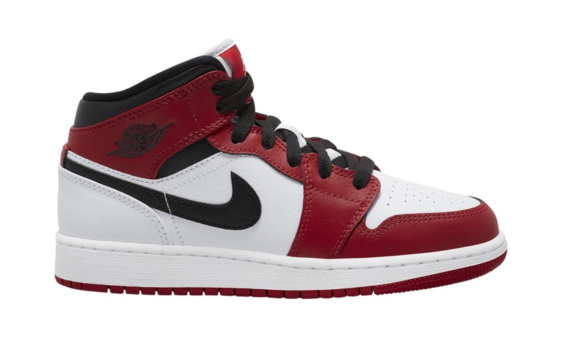 7/1発売！ナイキ GS エア ジョーダン 1 レトロ ミッド “ホワイト/ジムレッド/ブラック” (NIKE GS AIR JORDAN 1 RETRO MID “White/Gym Red/Black”) [554725-173]