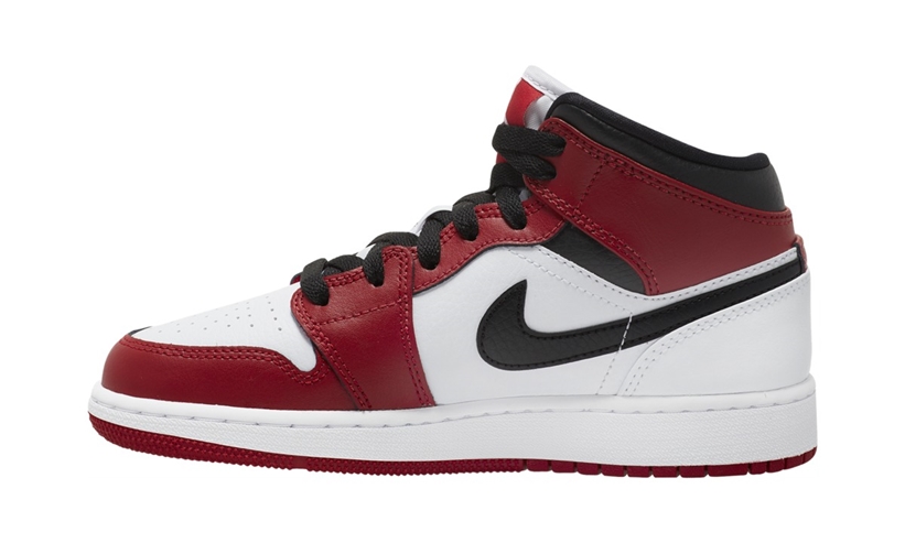 7/1発売！ナイキ GS エア ジョーダン 1 レトロ ミッド “ホワイト/ジムレッド/ブラック” (NIKE GS AIR JORDAN 1 RETRO MID “White/Gym Red/Black”) [554725-173]