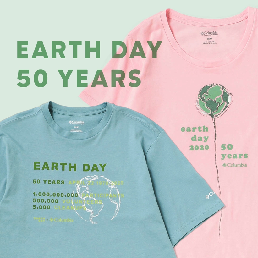 コロンビアから「EARTH DAY アースデイ」50周年を記念したオーガニックコットン100％の「Columbia EARTH DAY TEE」が4/8発売！