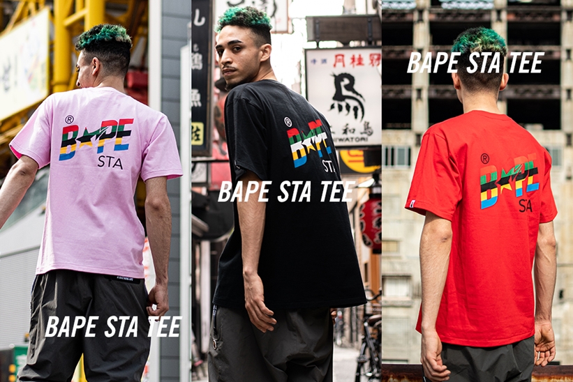 A BATHING APEから鮮やかな5色のラインで彩られた「BAPE STA」のロゴマークがインパクトのある「BAPE STA TEE」が4/11発売 (ア ベイシング エイプ)