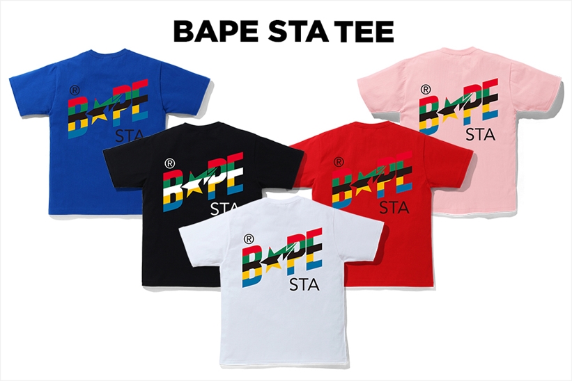 A BATHING APEから鮮やかな5色のラインで彩られた「BAPE STA」のロゴマークがインパクトのある「BAPE STA TEE」が4/11発売 (ア ベイシング エイプ)