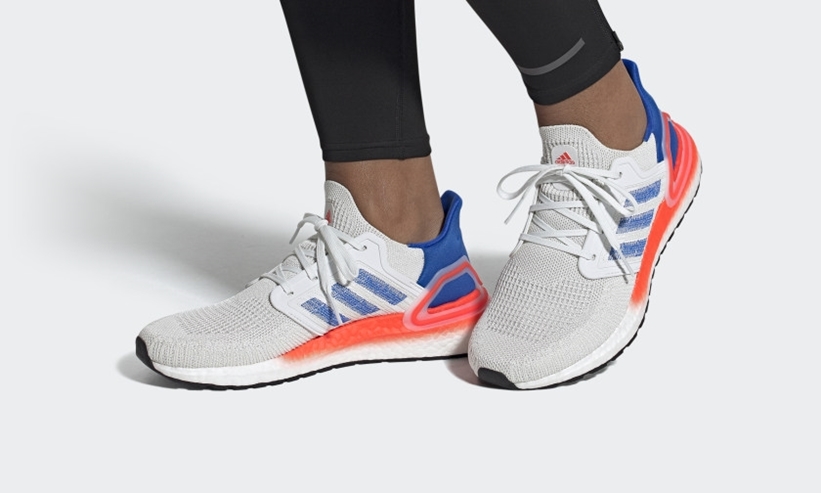 4/23発売！adidas ULTRA BOOST 20 “Crystal White/Glory Blue/Solar Red” (アディダス ウルトラ ブースト 20 “クリスタルホワイト/グローリーブルー/ソーラーレッド”) [EG0708]