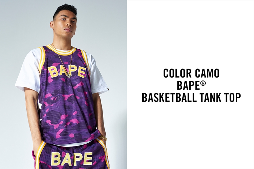 A BATHING APEからCOLOR CAMOで仕上げたバスケットボールタンクトップ「COLOR CAMO BAPE BASKETBALL TANK TOP」が4/17発売 (ア ベイシング エイプ)