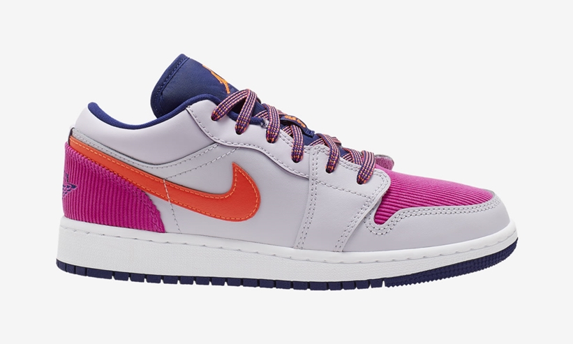 ナイキ GS ウィメンズ エア ジョーダン 1 ロー “バーレイグレープ/ハイパークリムゾン” (NIKE GS WMNS AIR JORDAN 1 LOW “Barely Grape/Hyper Crimson”) [554723-502]