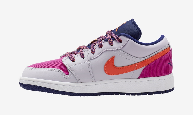 ナイキ GS ウィメンズ エア ジョーダン 1 ロー “バーレイグレープ/ハイパークリムゾン” (NIKE GS WMNS AIR JORDAN 1 LOW “Barely Grape/Hyper Crimson”) [554723-502]