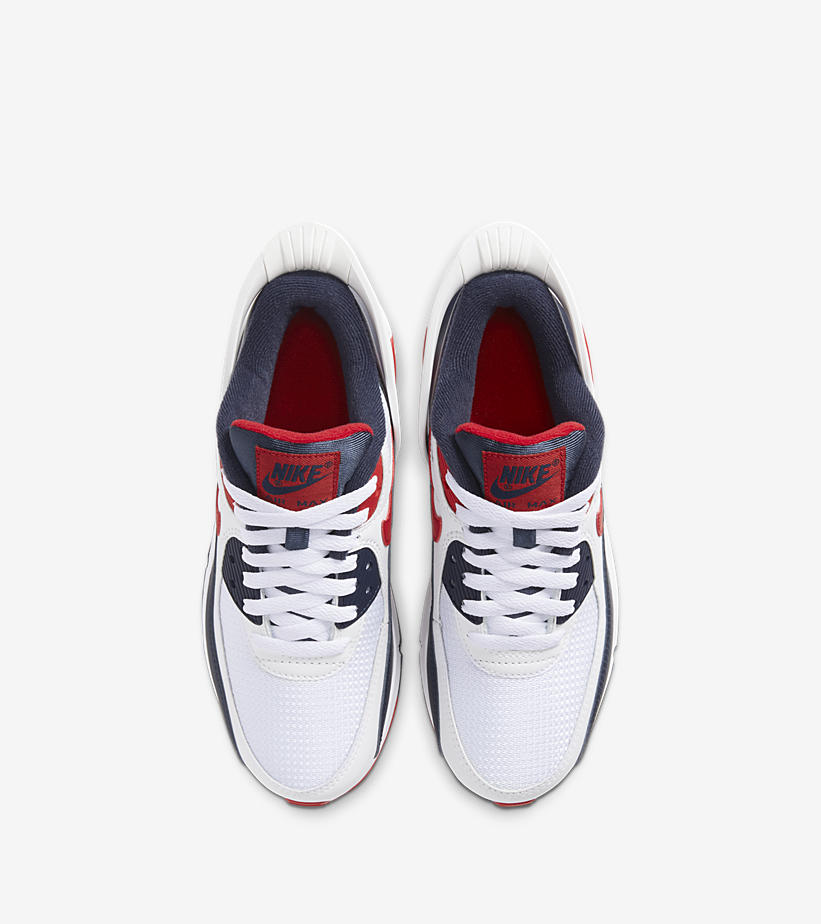 ナイキ GS エア マックス 90 フライイーズ “ホワイト/レッド/ネイビー” (NIKE GS AIR MAX 90 FLYEASE “White/Red/Navy”) [CV0526-104]