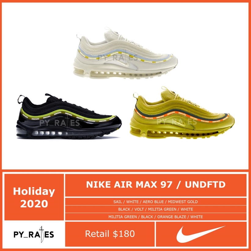 12/29、1/8 発売！2020 アンディフィーテッド × ナイキ エア マックス 97 3カラー (UNDEFEATED NIKE AIR MAX 97 2020) [DC4830-001,100,300]