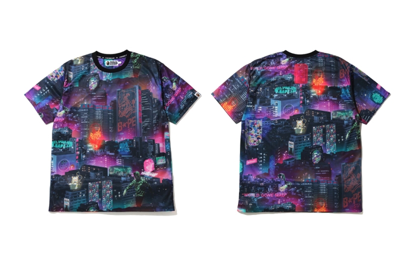 A BATHING APE「NEON TOKYO COLLECTION」からエイプヘッドやシャーク星人などBAPE®のアイコンたちが溶け込んだNEON TOKYO TEEが4/24発売 (ア ベイシング エイプ)